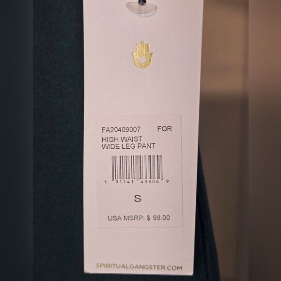 Spiritual Gangster Green Wide Leg Pants Sz Small Dark Green NEW! - Picture 10 of 13